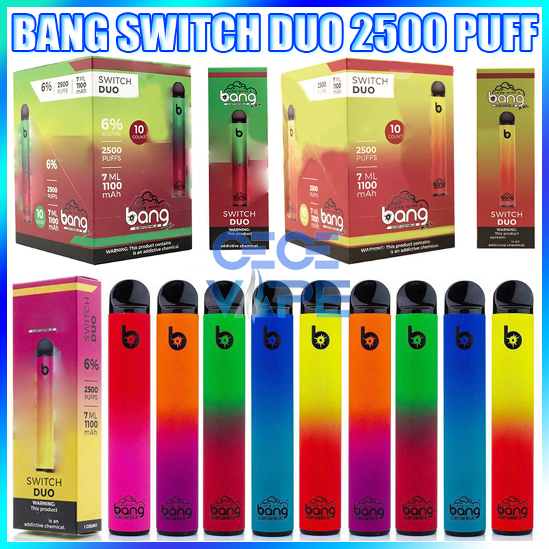 Bang XXL Switch Duo Disposable Vape Pen E Cigarette Device With 1100mAh Battery 7ml Pod Prefilled Catridge 2500 Puffs Bangs XXtra Kit
Bang XXL Switch Duo Disposable Vape Pen E Cigarette Device With 1100mAh Battery 7ml Pod Prefilled Catridge 2500 Puffs Bangs XXtra Kit