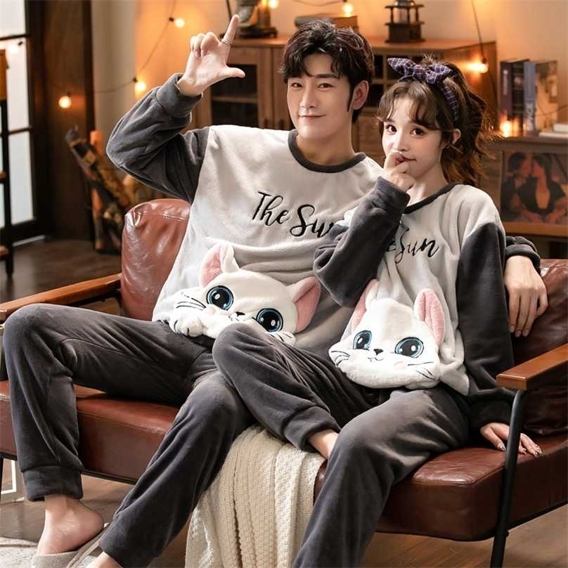 Women's Pajamas Winter Flannel Cartoon Pajama Sets Men Warm Home Sleep Suit Animal Sleepwear Cat Cute Pyjamas Casual Homewear 211109, Set-26
Women's Pajamas Winter Flannel Cartoon Pajama Sets Men Warm Home Sleep Suit Animal Sleepwear Cat Cute Pyjamas Casual Homewear 211109, Set-26