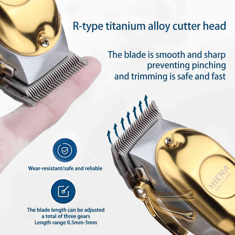 Hair Clipper Set Electric Trimmer Cordless Shaver Men Barber Cutting Machine for Rechargeable USB Gold 220121