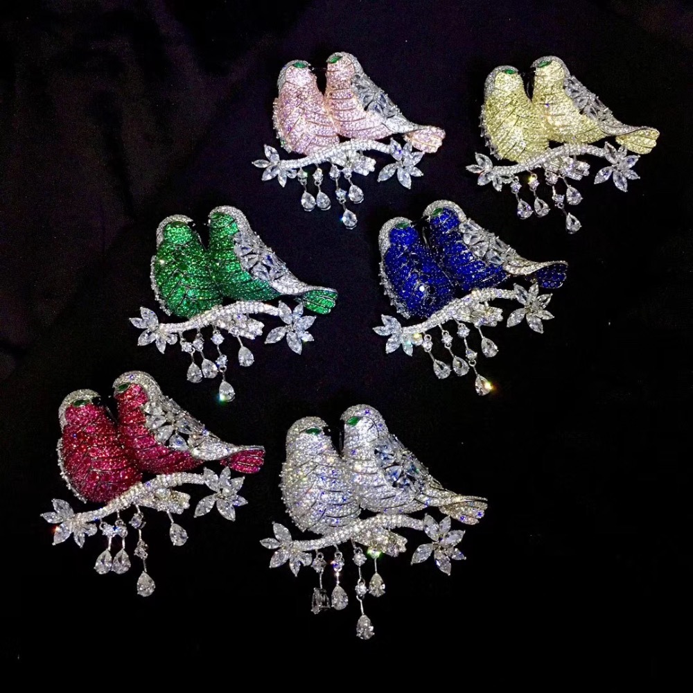 42*38MM small brooch pins 925 sterling silver with cubic zircon double birds fine women jewelry
42*38MM small brooch pins 925 sterling silver with cubic zircon double birds fine women jewelry