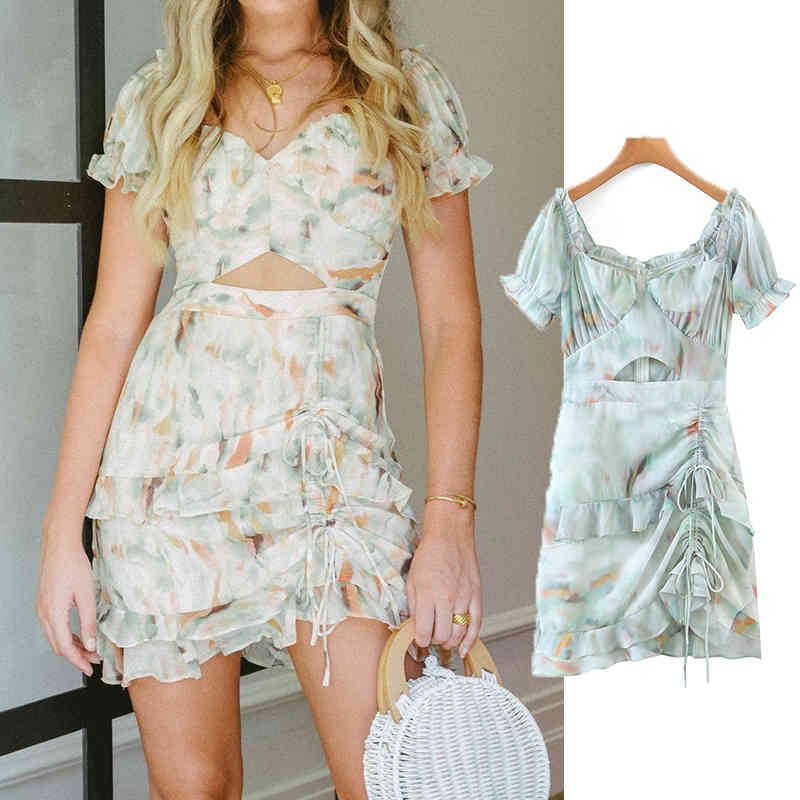 Casual Dresses 2021 New paragraph Fashion Europe and America printing Ruffle Drawstring Slim party Mini dress V8LW, Green
Casual Dresses 2021 New paragraph Fashion Europe and America printing Ruffle Drawstring Slim party Mini dress V8LW, Green