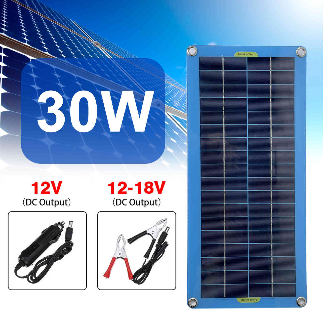Solar Panel 30W 12V USB Output Solar Cells Poly Solar Panel Controller for Car Yacht Battery Boat Charger
