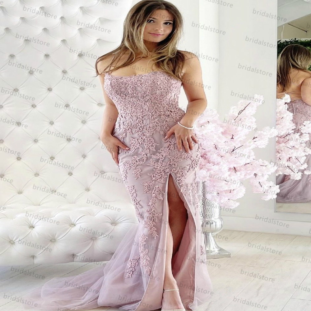 Gorgeous Red White Mermaid Lace Evening Dress 2021 With Slit Cross Backless Plus Size Prom Dresses Sweep Train Formal Gowns Vestido Largo Fiesta Robe 