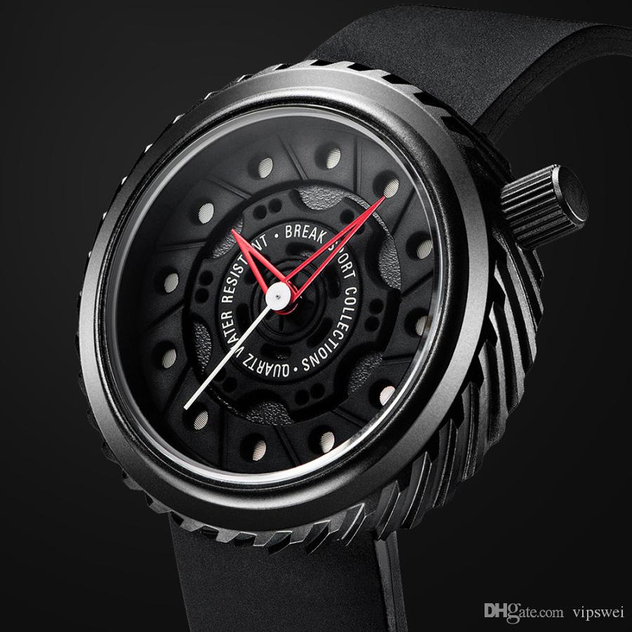 Luxurious sports car Quartz Watch black Silicone strap Men military Watches Tire shape Waterproof unique design wristwatch stereoscop, Silver&silica gel
Luxurious sports car Quartz Watch black Silicone strap Men military Watches Tire shape Waterproof unique design wristwatch stereoscop, Silver&silica gel