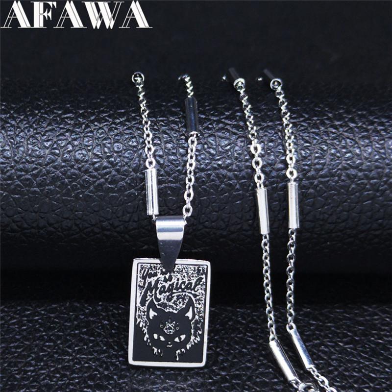 Pendant Necklaces Bat Cat Stainless Steel Choker Necklace Women Witchcraft Black Color Jewelry Gargantillas Cortas Mujer Moda N3713S02, Silver
Pendant Necklaces Bat Cat Stainless Steel Choker Necklace Women Witchcraft Black Color Jewelry Gargantillas Cortas Mujer Moda N3713S02, Silver