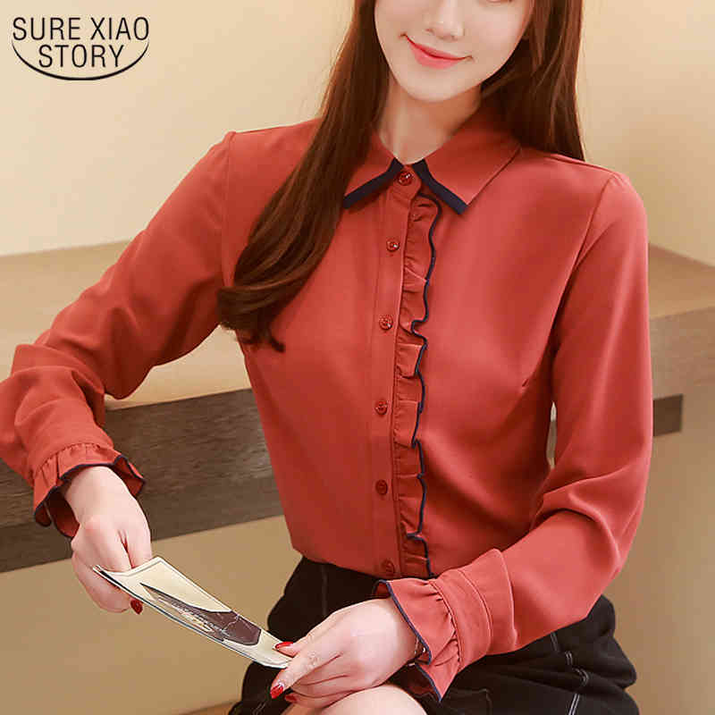 Solid White Shirts Women Blouses Autumn Loose Long Sleeve Fashion Doll Collar Office Lady Blusas Mujer 10756 210506