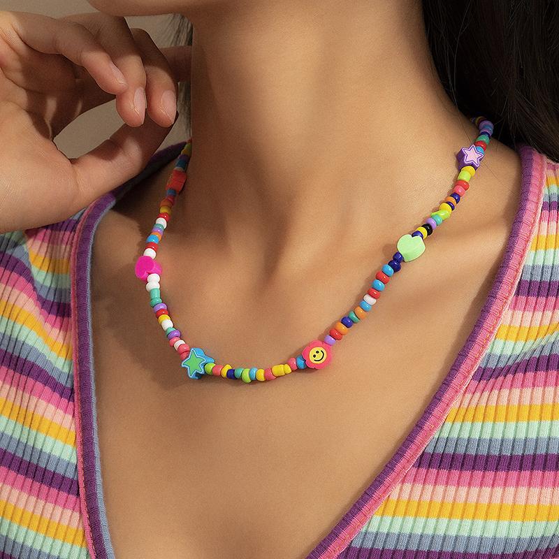 Chokers SRCOI Bohemian Multicolor Resin Bead Choker Necklace Women Girls Soft Clay Smile Sweet Heart Star Short Collar Party
Chokers SRCOI Bohemian Multicolor Resin Bead Choker Necklace Women Girls Soft Clay Smile Sweet Heart Star Short Collar Party