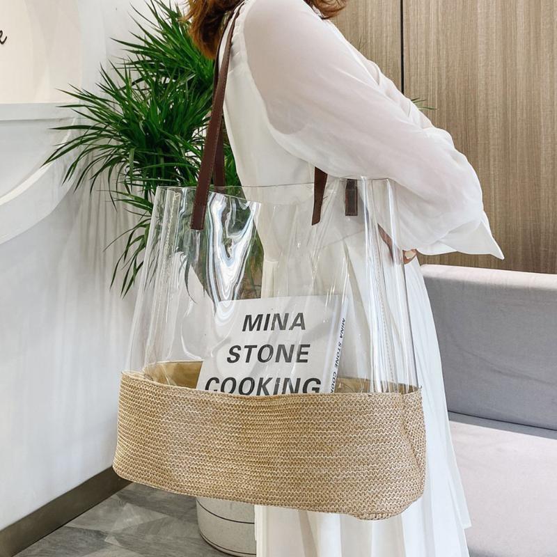 Evening Bags Fashion Clear Straw Beach Shoulder Designer Pvc Jelly Tote For Women 2021 Large Weave Handbags Transparent Shopper Bag, Black
Evening Bags Fashion Clear Straw Beach Shoulder Designer Pvc Jelly Tote For Women 2021 Large Weave Handbags Transparent Shopper Bag, Black