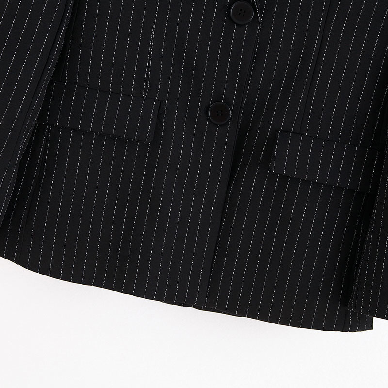 Autumn Female Black Striped Lapel Long-sleeved Single-breasted Blazer Simple Office Professional Women's Jacket Tops 210507