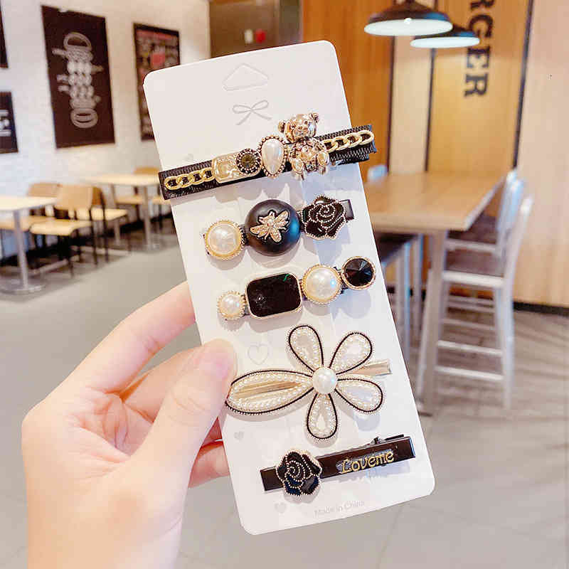 Hair Jewelry Accessories 2021 Korean Version Net Red Diamond Pin Pearl Side Bangs Temperament Girl Full