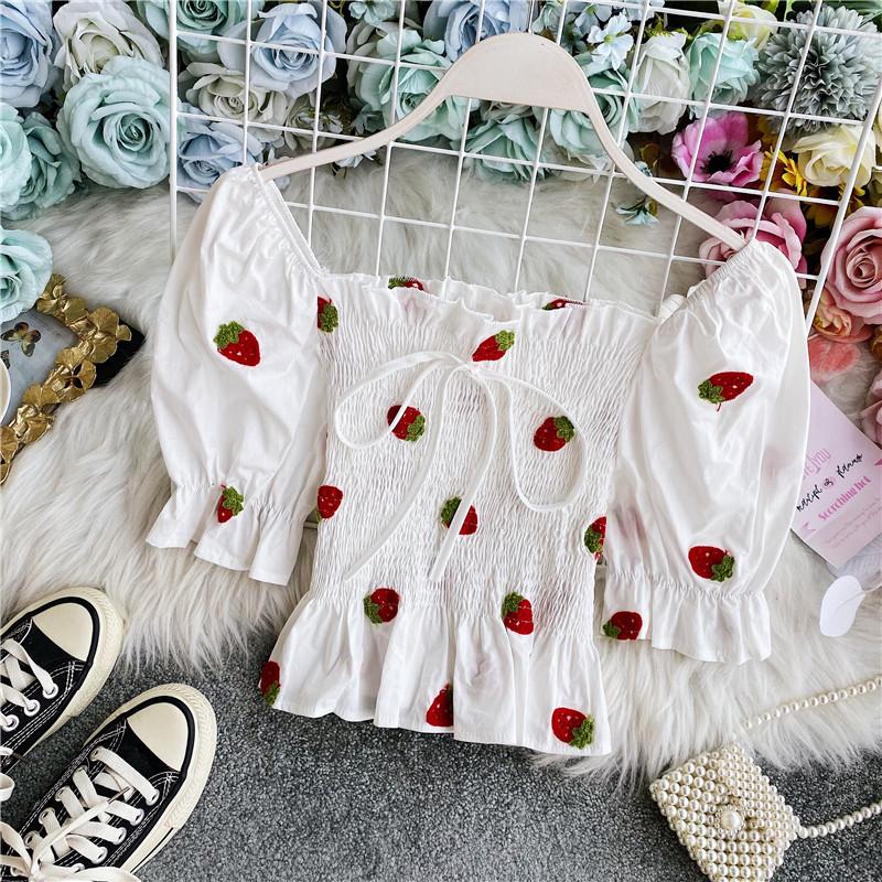 Women's Blouses & Shirts Summer Strawberry Print Crop Top Party Collar Temperament Commute Women, Red
Women's Blouses & Shirts Summer Strawberry Print Crop Top Party Collar Temperament Commute Women, Red