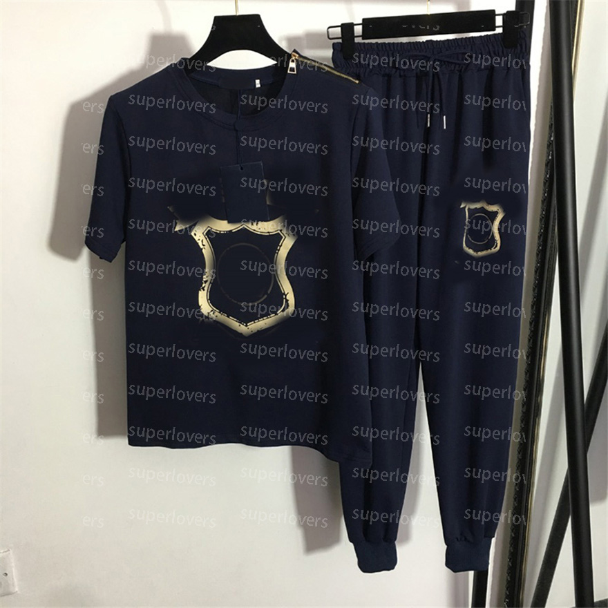 New Sports Suit Letter Printing Short Sleeved T Shirt Elastic Waist Casual Pants Tops, Navy with label
New Sports Suit Letter Printing Short Sleeved T Shirt Elastic Waist Casual Pants Tops, Navy with label