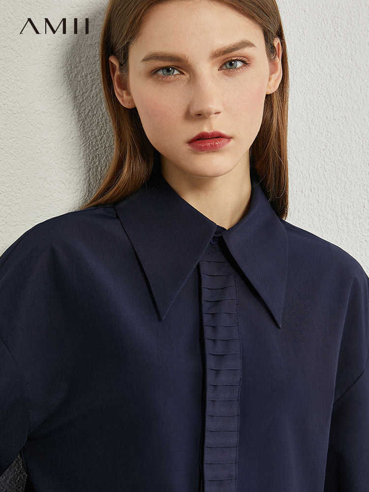 Minimalism Spring Autumn Women's Shirt Causal Solid Lapel Loose Women Blouse Fashion OLstyle Tops 12070321 210527