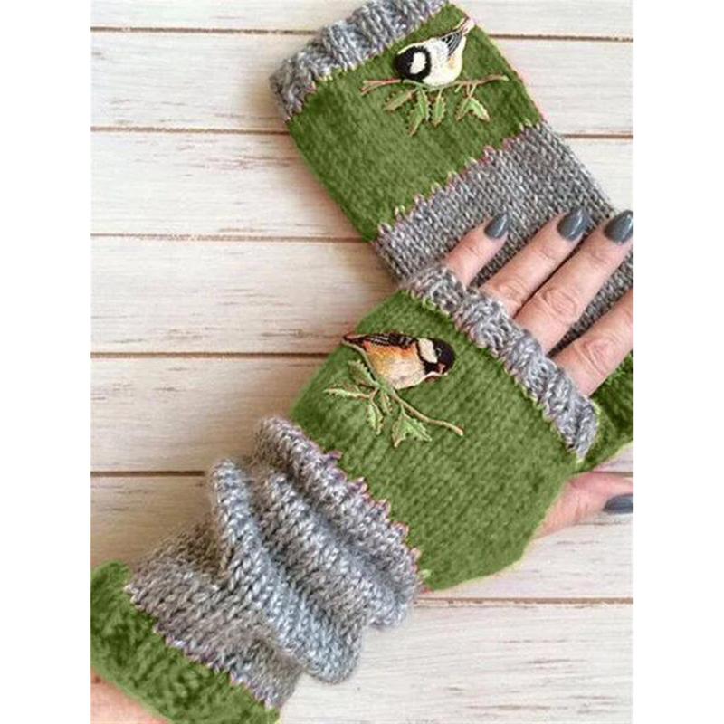Five Fingers Gloves Birds Embroidery Women Knitted Fingerless Plus Velvet Color Block Splice Mittens Womens Girls Rekawiczki Damskie, Blue;gray
Five Fingers Gloves Birds Embroidery Women Knitted Fingerless Plus Velvet Color Block Splice Mittens Womens Girls Rekawiczki Damskie, Blue;gray