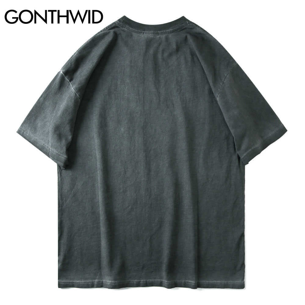 GONTHWID T-Shirts Hip Hop Casual Summer Men D Print Short Sleeve Tees Distressed Loose Streetwear Harajuku Fashion Tops 210629