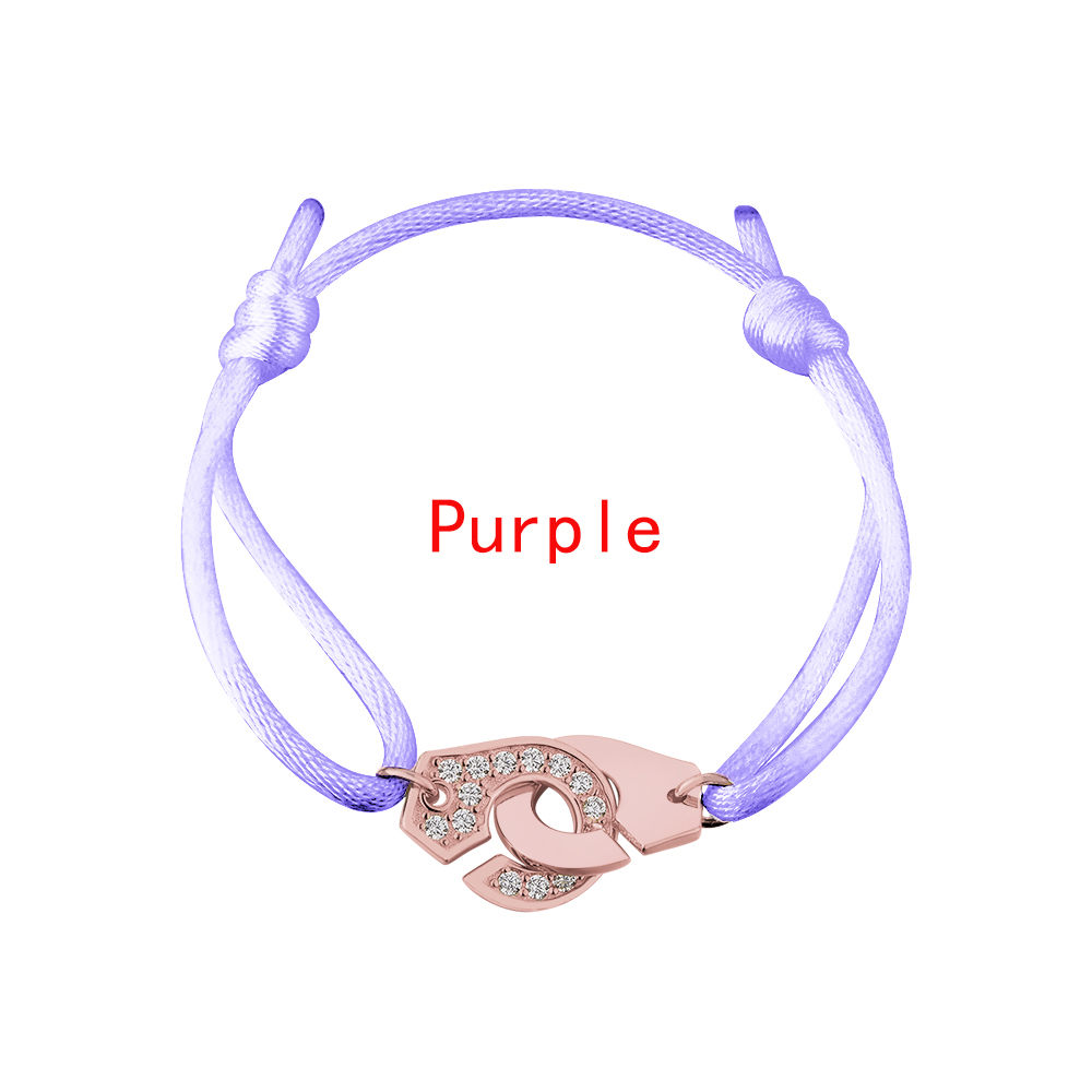 925 Sterling Silver Wedding Bracelet Rose Gold Color Handcuff With Zircon Jewelry For Women Men Menottes Adjustable Rope France Style