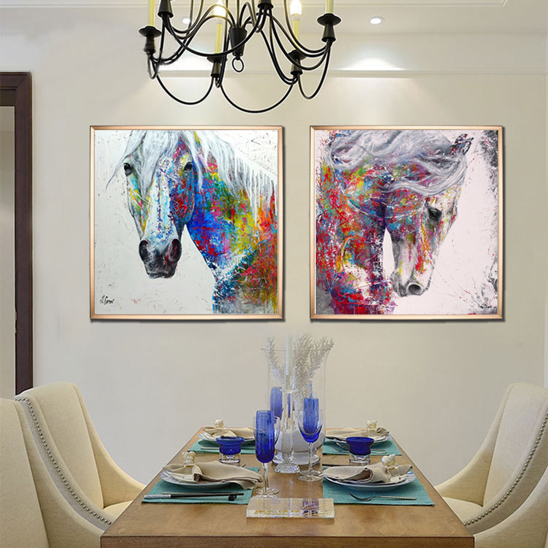 Graffiti Art Horse Paintings Colorful Horse head Pictures For Living Room Wall Art Animal Decorative Prints No Frame