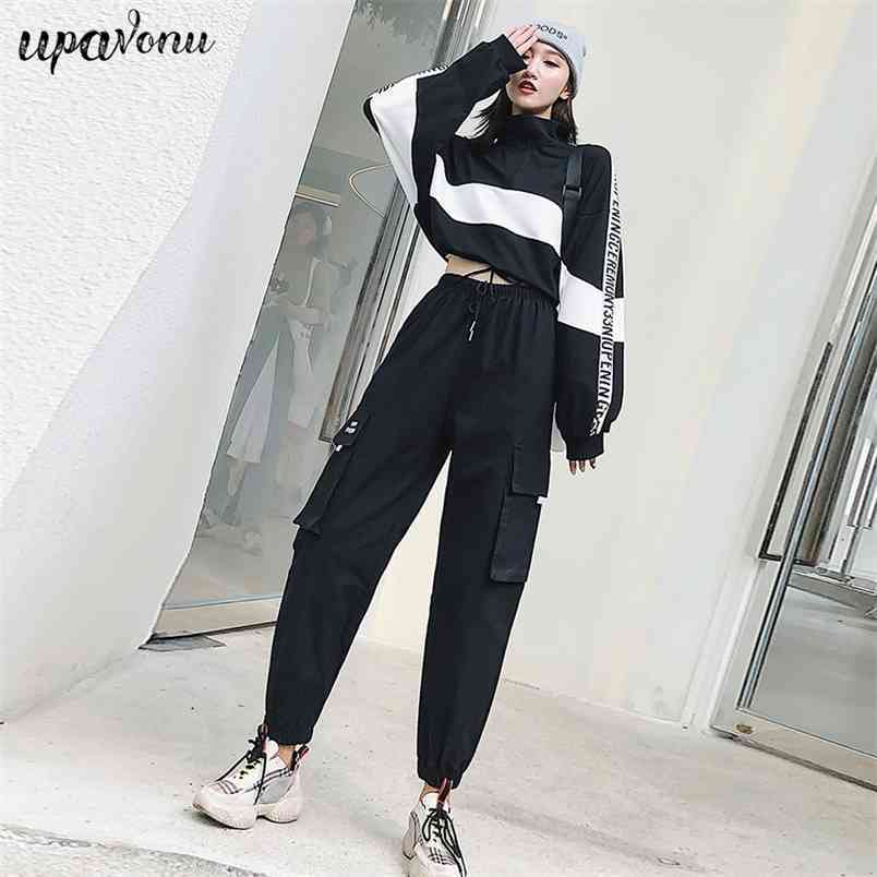 Free Women's Loose Letter Sports Suit Casual Stand Collar Long Sleeve Short Sweater & Pants Two-piece Set 210524