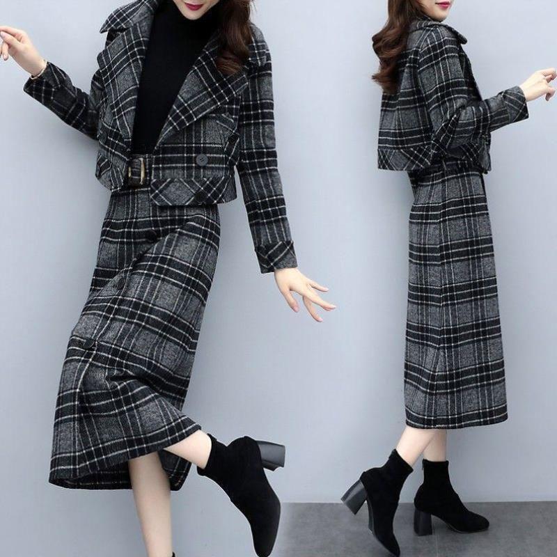 Two Piece Dress Fashionable OL Women Short Blazer Jacket Elegant Suit 2021 Autumn Winter Woolen Plaid Slim Mid-Length Skirt Set M1643
Two Piece Dress Fashionable OL Women Short Blazer Jacket Elegant Suit 2021 Autumn Winter Woolen Plaid Slim Mid-Length Skirt Set M1643