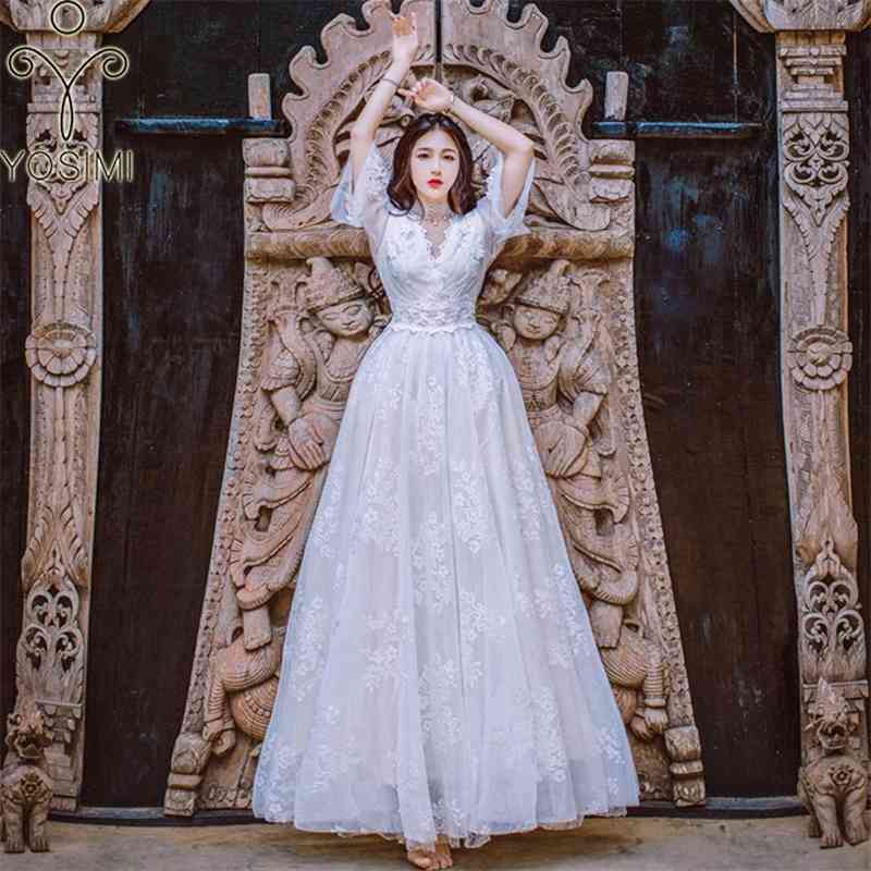 YOSIMI Summer Maxi Lace Long Women Dress for Travel White V-nek Backless Evening Party Fairy Ankle-length Embroidery 210604
YOSIMI Summer Maxi Lace Long Women Dress for Travel White V-nek Backless Evening Party Fairy Ankle-length Embroidery 210604