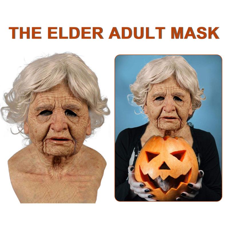 Party Mas Old Man Scary Mask Cosplay Full Head Latex Halloween Horror Masquerade Headgear Decor