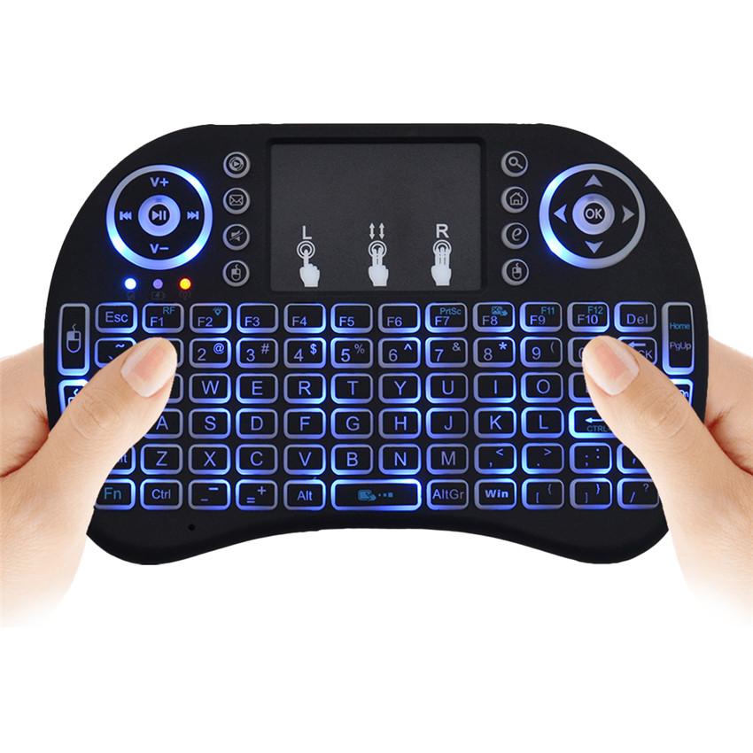 i8 Keyboard Backlit 2.4G Wireless Fly Air Mouse Rechargeable With Backlight Touchpad Remote Controlers For X96 max H96 TX3 TV Box