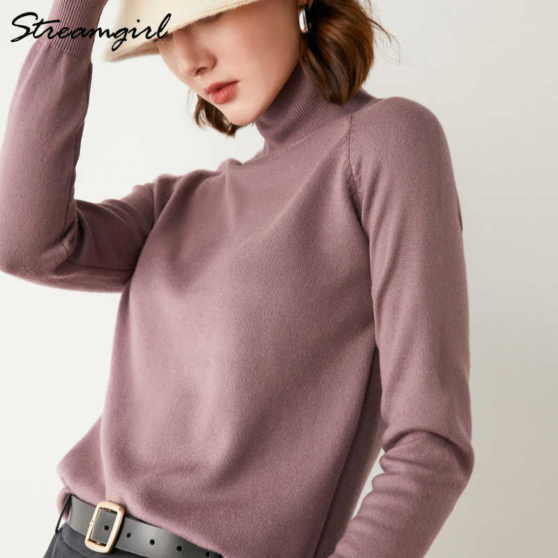 Women's Turtleneck Sweaters Autumn Winter Women's Jumper Knitted Pink Top Black Cashmere Sweater Women Turtleneck Pullovers 210918
