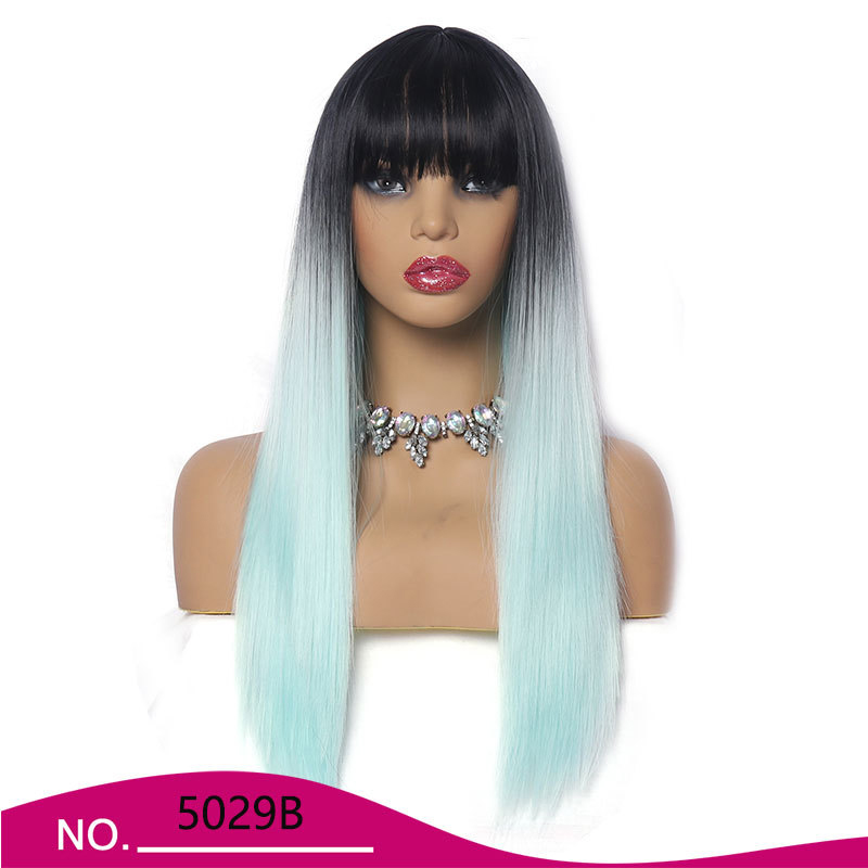 Beautiful Long Straight Pink Ombre Synthetic Fiber Hair Wig for Women free shiping