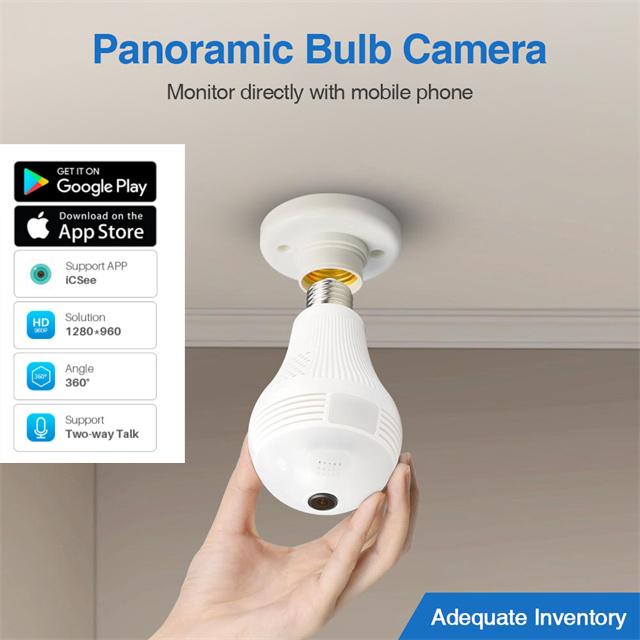 Cameras Panoramic Bulb Light Mini Camera HD 1080P 360 Degree Fisheye Wifi Wireless CCTV LED Hidden Lamp IP P2P Home Security Cam
