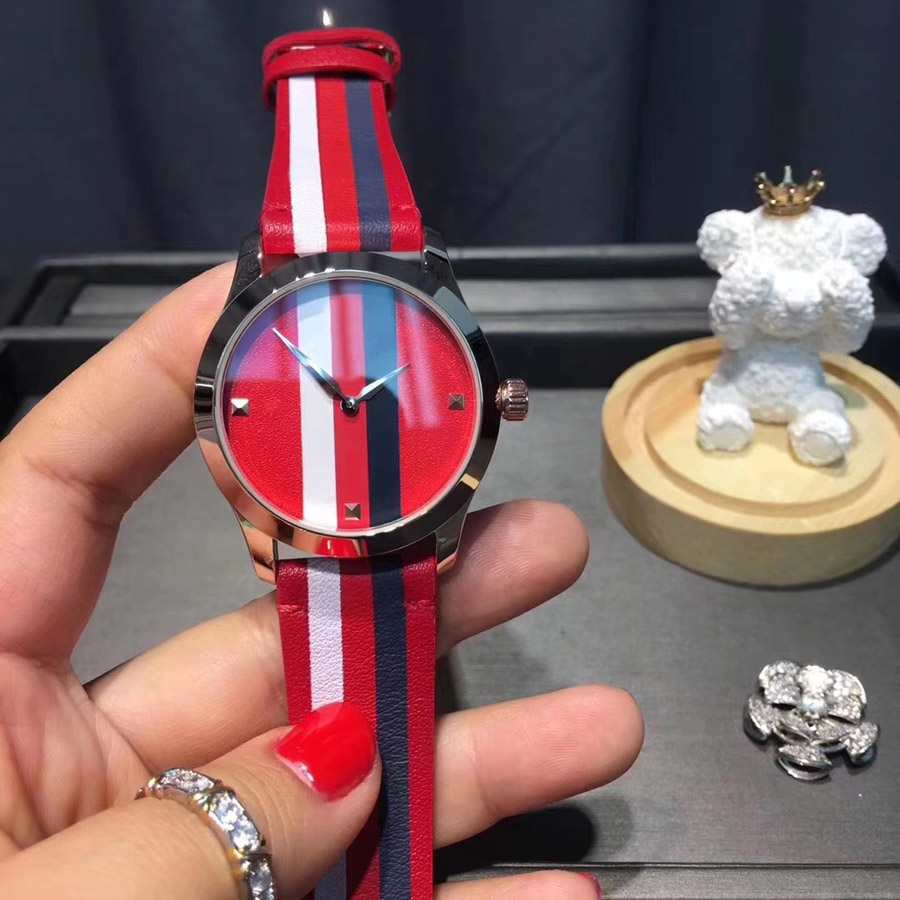 Fashion Brand Watches Women Girl Color Stripes Style Dial Leather Strap Luxury Wrist Watch 115, Black white
Fashion Brand Watches Women Girl Color Stripes Style Dial Leather Strap Luxury Wrist Watch 115, Black white