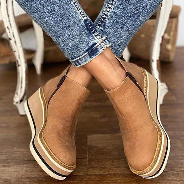 2021 Fall Women Ankle Boots Soild Color Side Zipper Ladies Casual shoes Wedges Low Top Round Toe Match Woman Booties, Black
2021 Fall Women Ankle Boots Soild Color Side Zipper Ladies Casual shoes Wedges Low Top Round Toe Match Woman Booties, Black