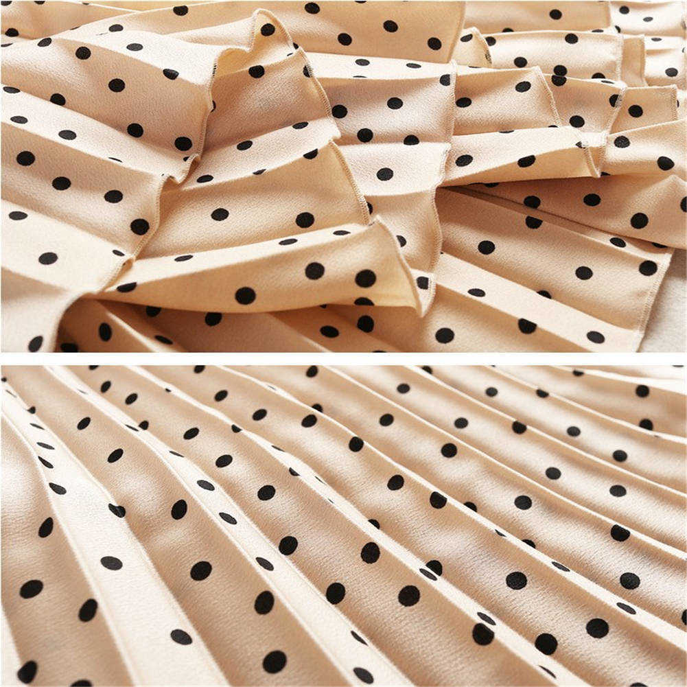 Pleated Skirts Women Spring Autumn Winter High Waist Dots Print Midi Womens Maxi Long 210619
