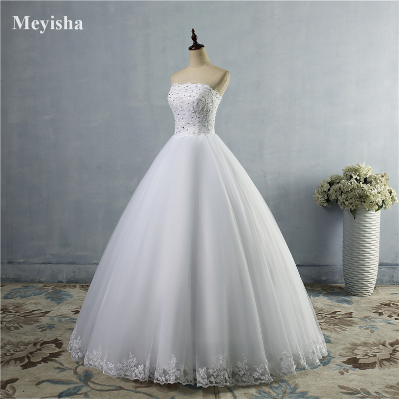 ZJ9061 custom made White Ivory Crystal Beads Sweetheart Bride Dresses Wedding lace edge maxi formal plus size 2-26W