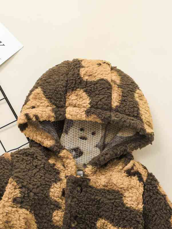 Baby Buffalo Plaid Print Hooded Fleece Coat SHE