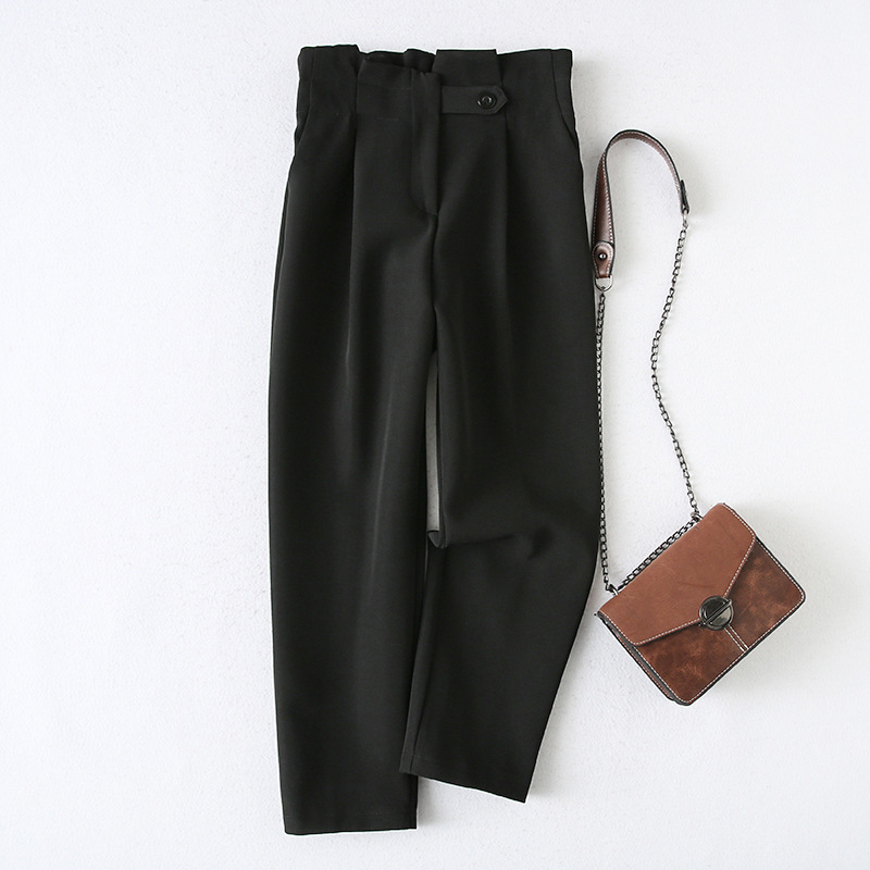 Nomikuma Women Suit Pants Korean Elegant Ruffle High Waist Long Trousers Autumn Winter New Office Wear Harem Pants 6D025 210427