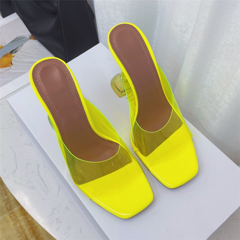 Women Sandals Transparent PVC heels Pointed rystal Cup high heel Slingbacks Sandal Party Peep Toe shoes