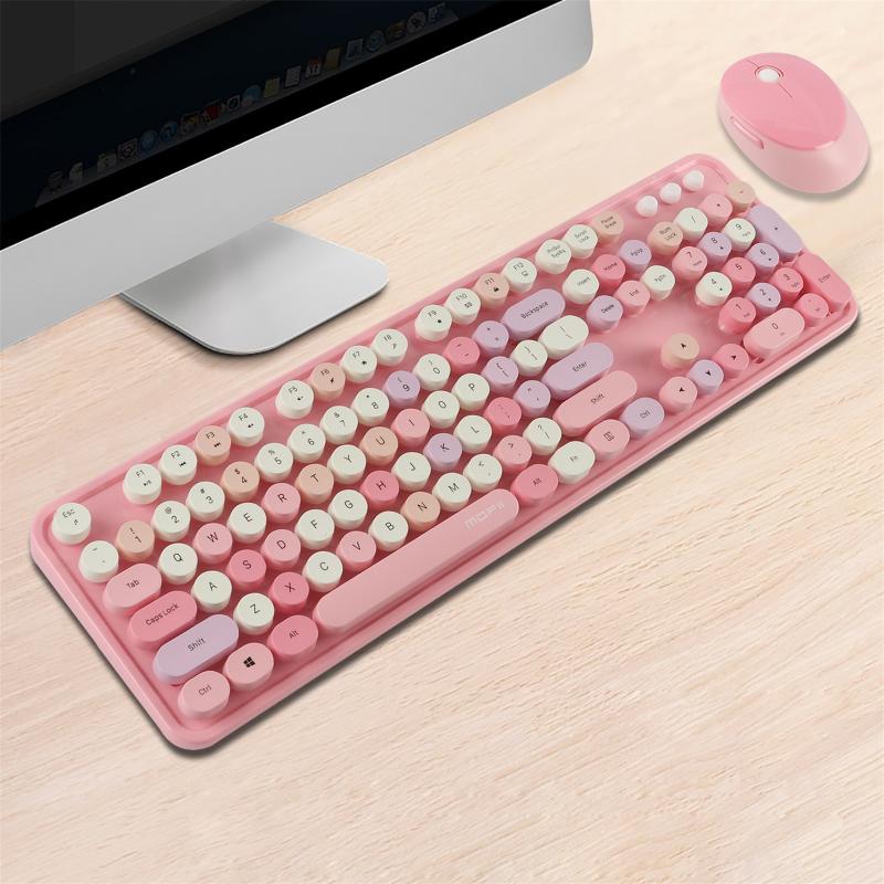 Keyboard Mouse Combos Girly Heart Circle Button Gaming Cute Style Wireless And Set 2.4g Punk Keycap /pc#g30
