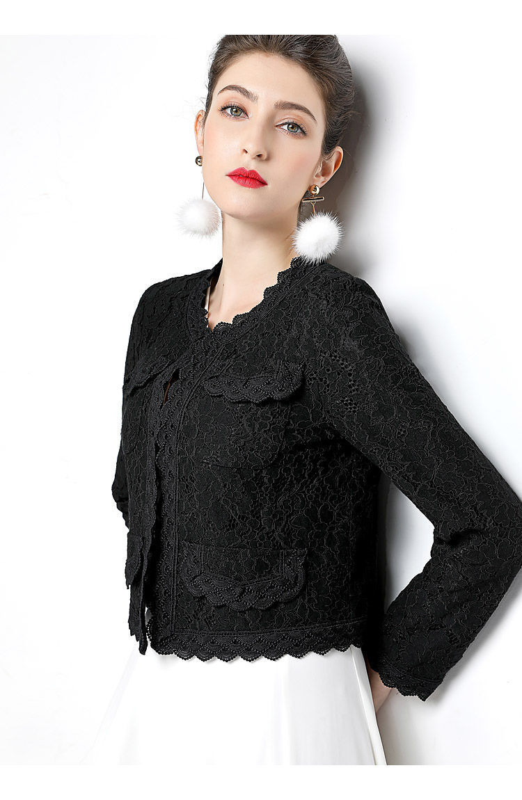 New spring Womens fashion long sleeve o-neck lace short jacket coat plus size MLXLXXL3XL4XL