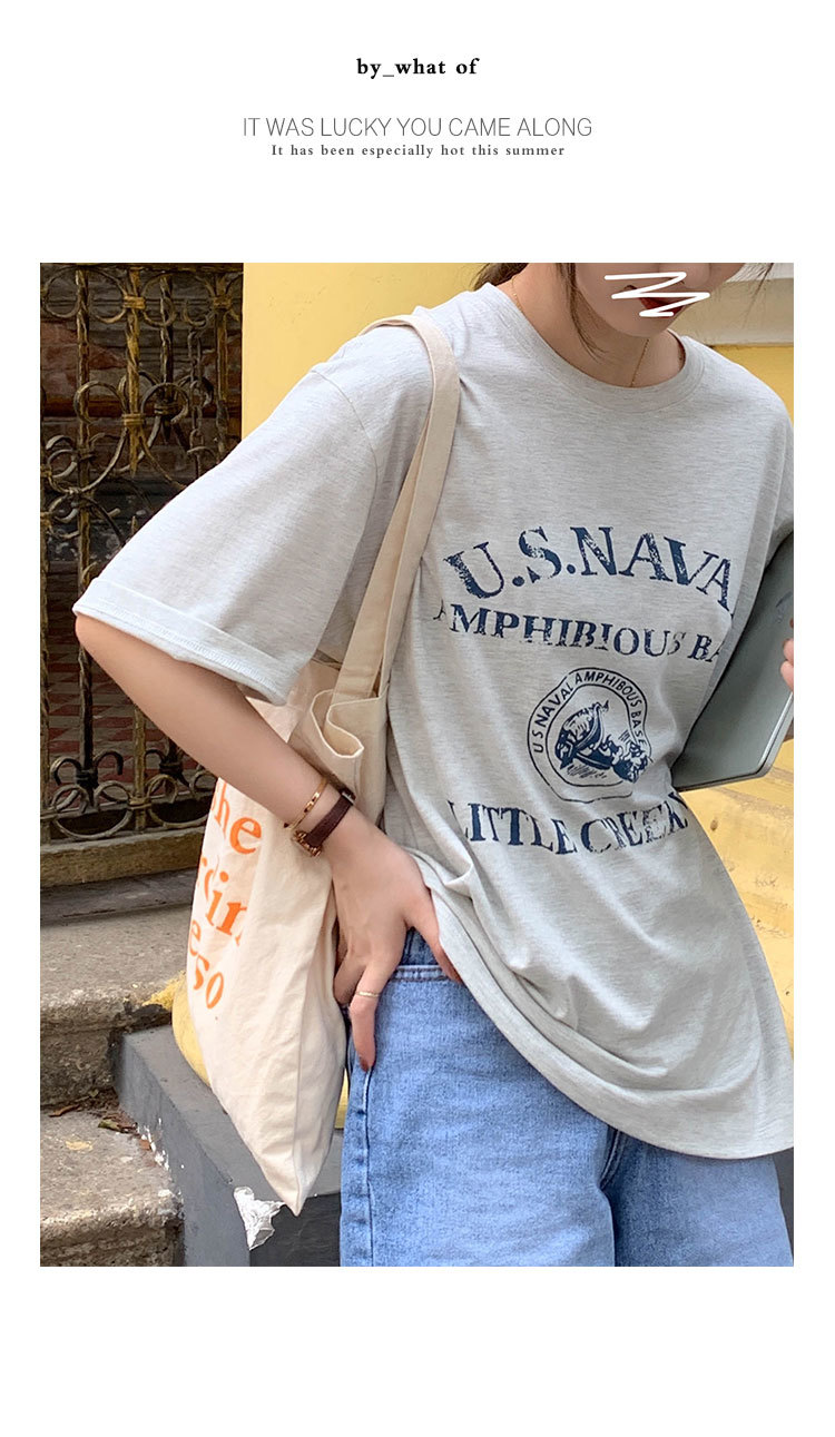 2colors summer korean style Pattern print Loose short sleeve crop top for womens t-shirts womens tee shirt femme (X1902) 210423