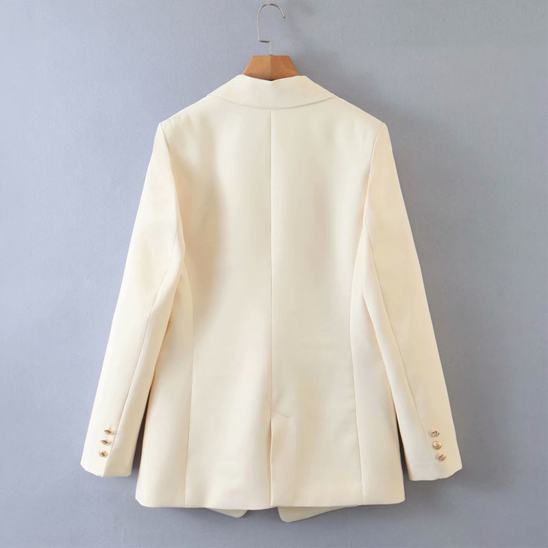 Korean Style Loose Suit Wild Lapel Long Sleeve Simple Pure Color Chic Women's Jacket Short Sweet Female Pants 210507