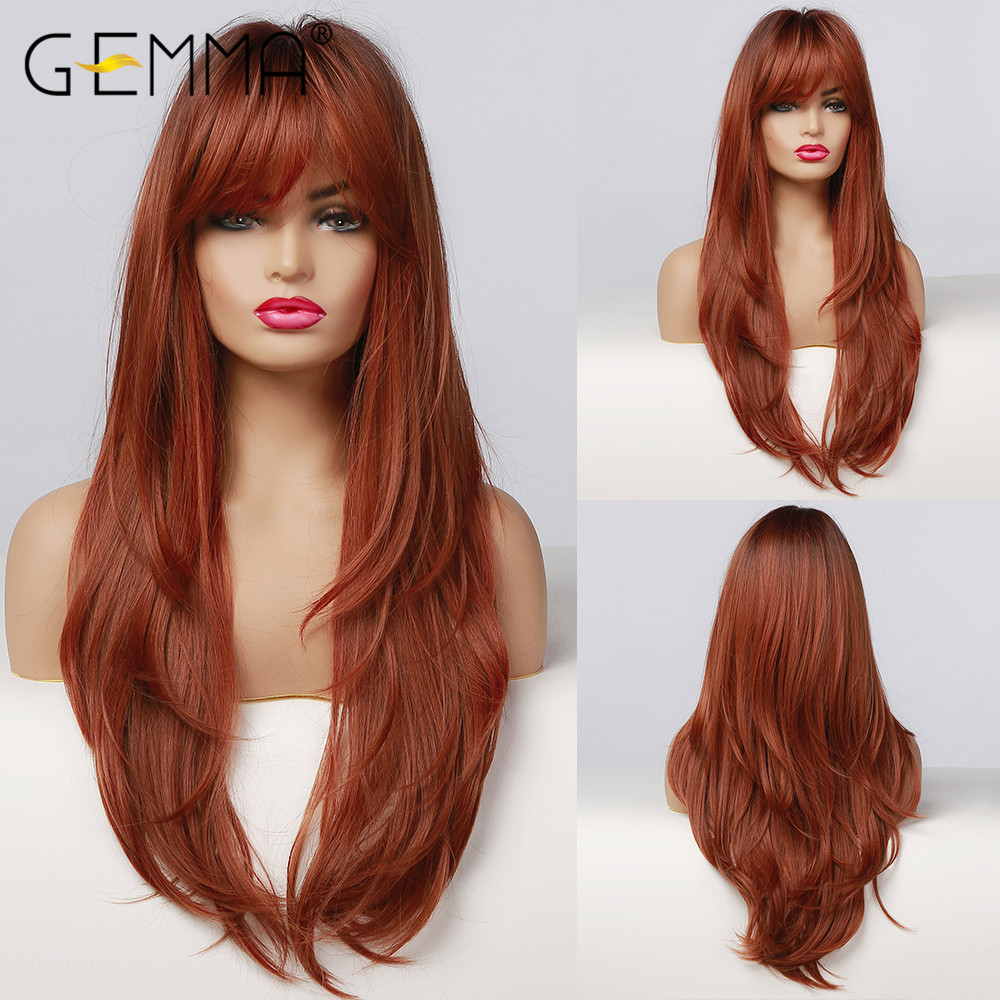 GEMMA Long Straight Ombre Black Orange Wine Red with Bangs Synthetic Hair for Women Heat Resistant Layered Cosplay Daily Wig, Lc286-2
GEMMA Long Straight Ombre Black Orange Wine Red with Bangs Synthetic Hair for Women Heat Resistant Layered Cosplay Daily Wig, Lc286-2
