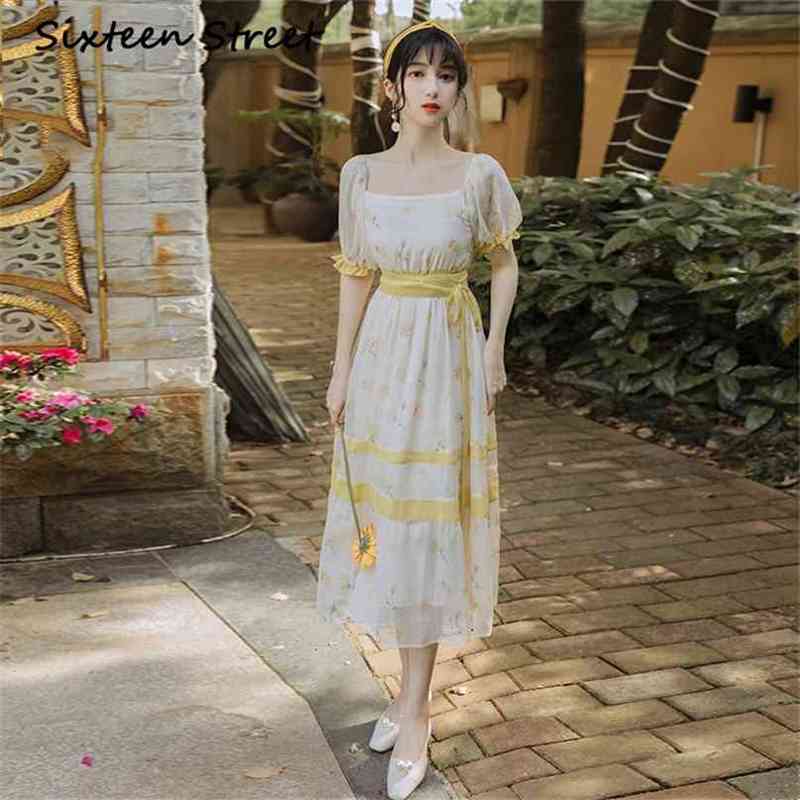 Chiffon floral Print Dresses Midi Fit and Flare Square Collar Lantern Short Sleeve Vestidos De Fiesta Elegant Summer 210603, Blue
Chiffon floral Print Dresses Midi Fit and Flare Square Collar Lantern Short Sleeve Vestidos De Fiesta Elegant Summer 210603, Blue