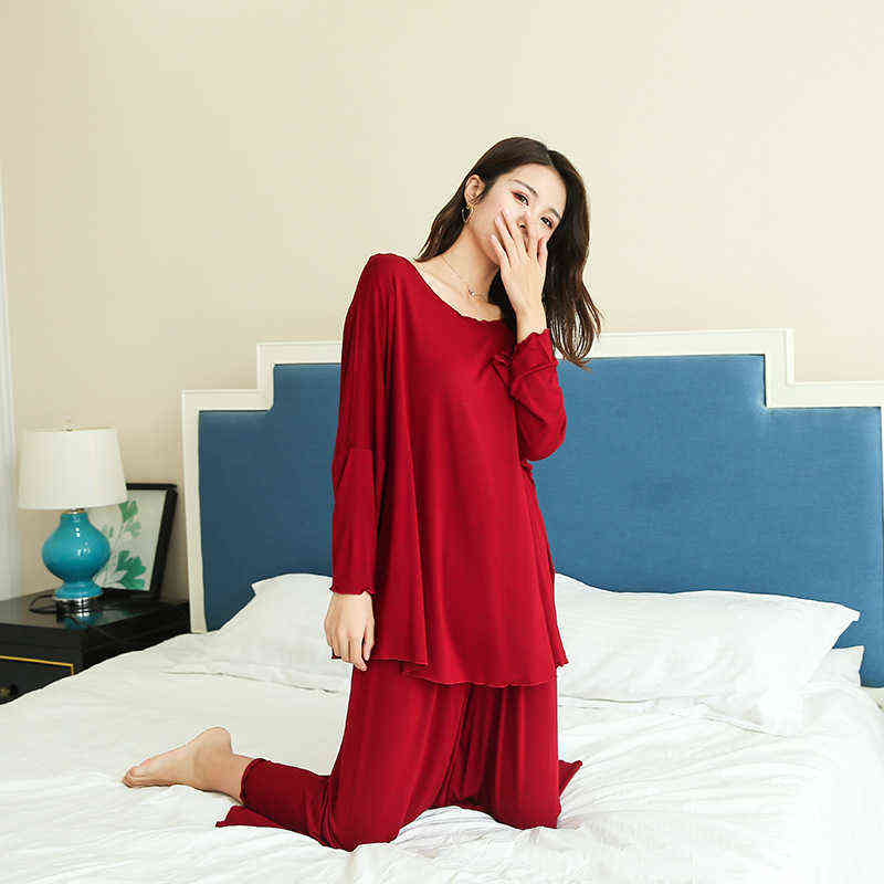 100kg 3XL Plus Size Women's Modal Homewear Summer Female Pajamas Ladies Atoff Home Modal 2Pieces Set Sleepwear Pajamas for Women 211109