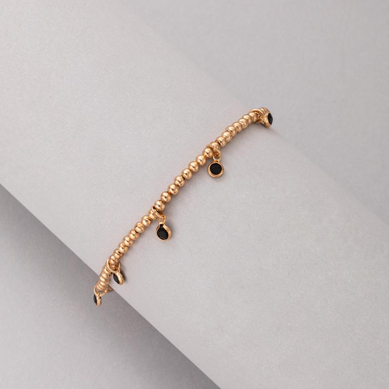 Anklets Fashion Black Ceystal Tassel For Women Elegant Gold Beaded Adjustable Foot Chains Female Party Jewelry 20878