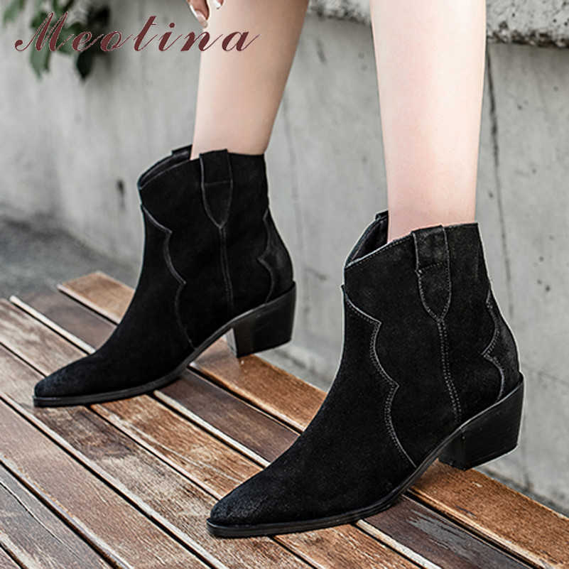 Meotina Cow Suede Western Boots Women Shoes Real Leather High Heel Ankle Boots Pointed Toe Thick Heels Short Boots Autumn Winter 210608, Black synthetic lin
Meotina Cow Suede Western Boots Women Shoes Real Leather High Heel Ankle Boots Pointed Toe Thick Heels Short Boots Autumn Winter 210608, Black synthetic lin