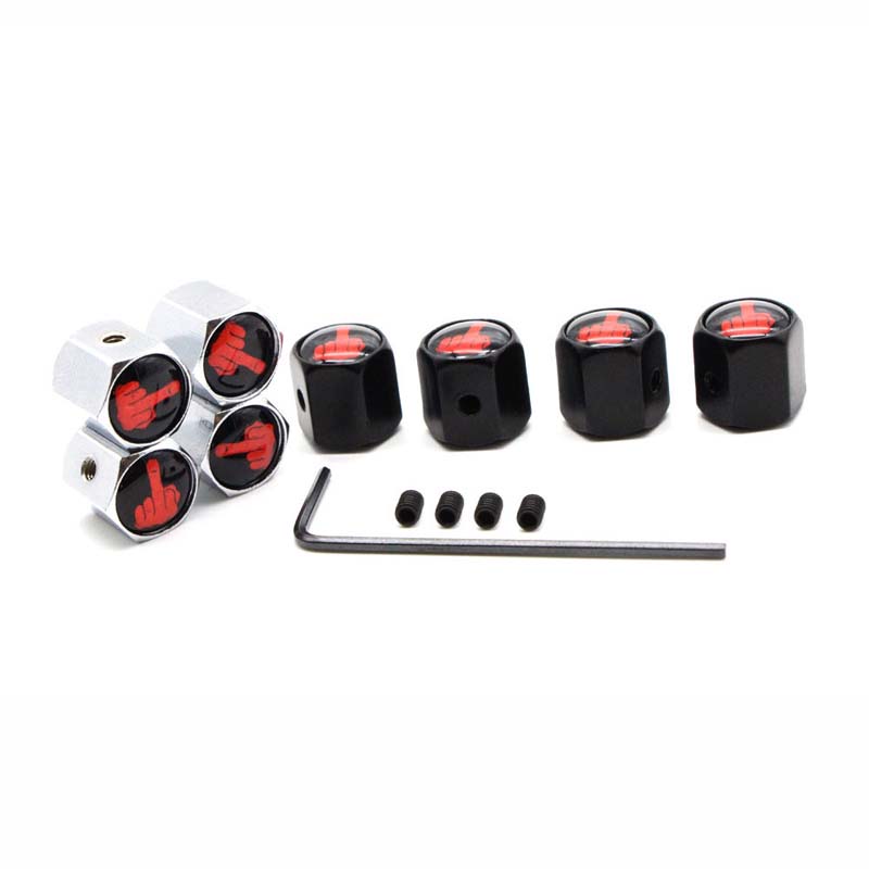 Vehicle Tire Valve Caps Zinc Alloy Anti-theft Middle Finger Style Car Tyre Tires Air Stem Wheel Cap Airtight Cover 4Pcs/Set