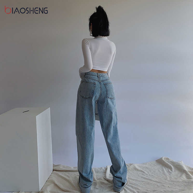 Women's Pants Jeans Woman High Waist Wide Baggy Mom Jeans Oversize Female Pants Streetwear Women Trouser Straight Leg Jeans 210616