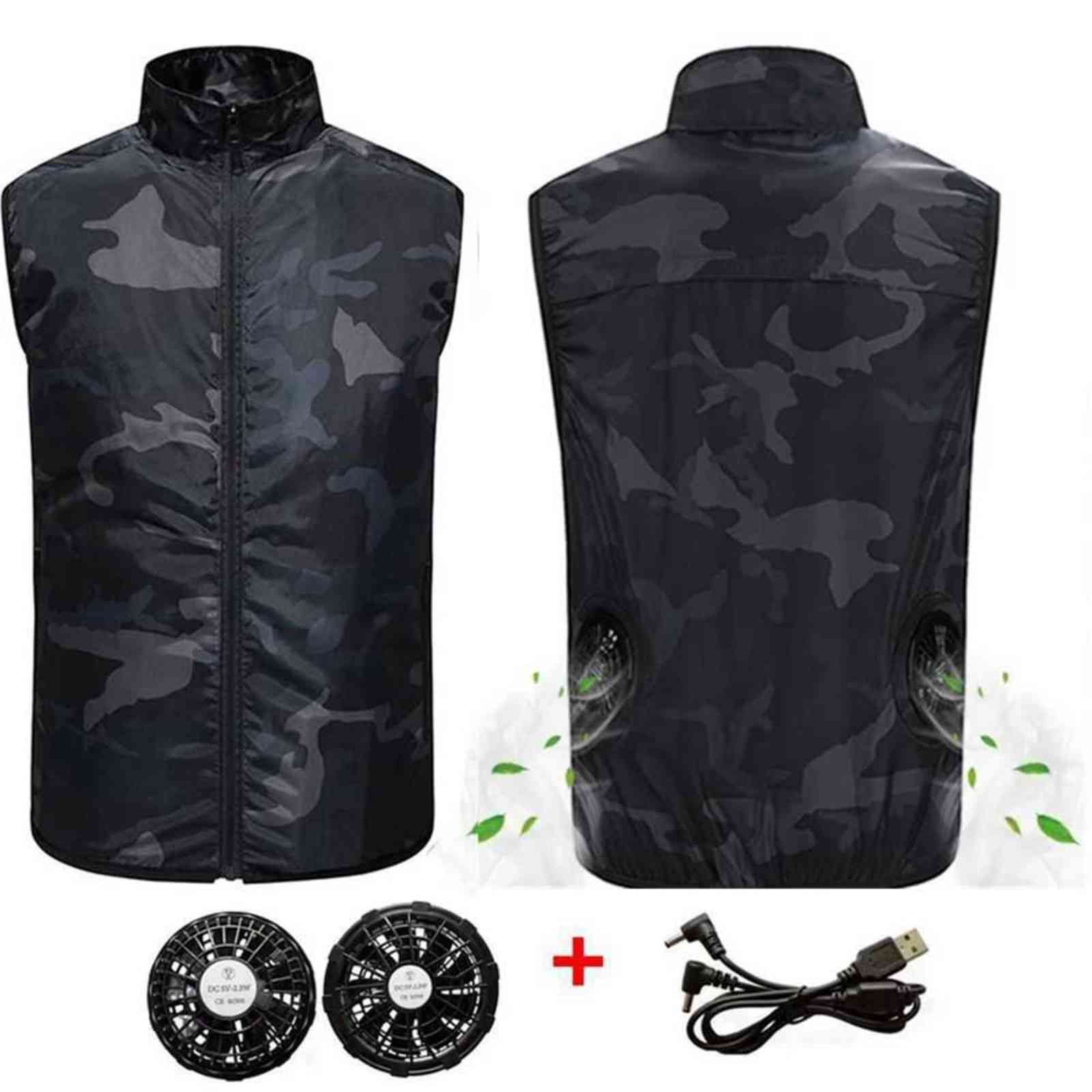 Men Summer Camouflage Air Conditioning Clothing Fan Cooling Vest USB Charging Cooling sport man vest Outdoor Cooling 211111