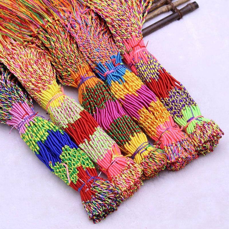 100pcs/set Girls Colorful Bracelet Colorful Line Hand-woven Handmade Bracelet Jewelry Good Wish for Kids Men Women Gift