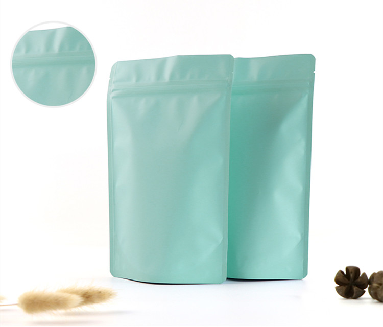 Matte Light Blue Aluminum Foil Zip Lock Packaging Bag Stand up Thick Resealable Ground Coffee Beans Snack Seafood Sugar Wedding Party Xmas Heat Sealin